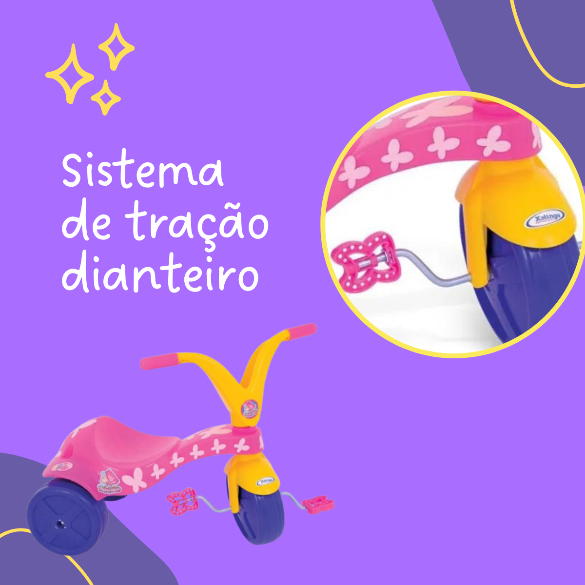 Triciclo Infantil Borboletinha Rosa Com Pedal Xalingo - 0779.8
