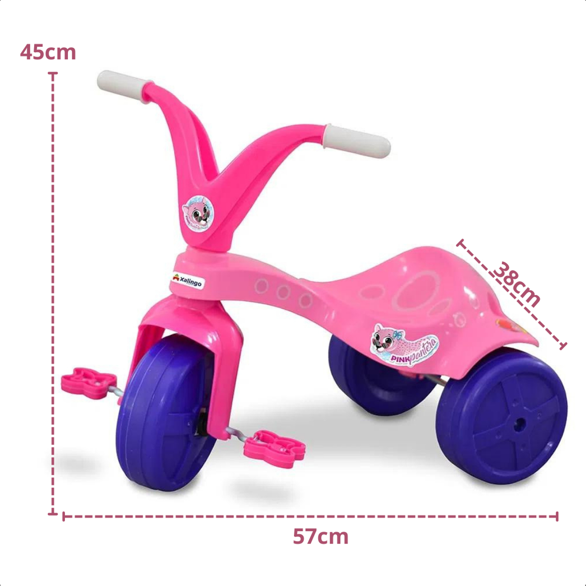 Triciclo Infantil Pink Pantera Rosa Com Pedal Xalingo - 0763.2