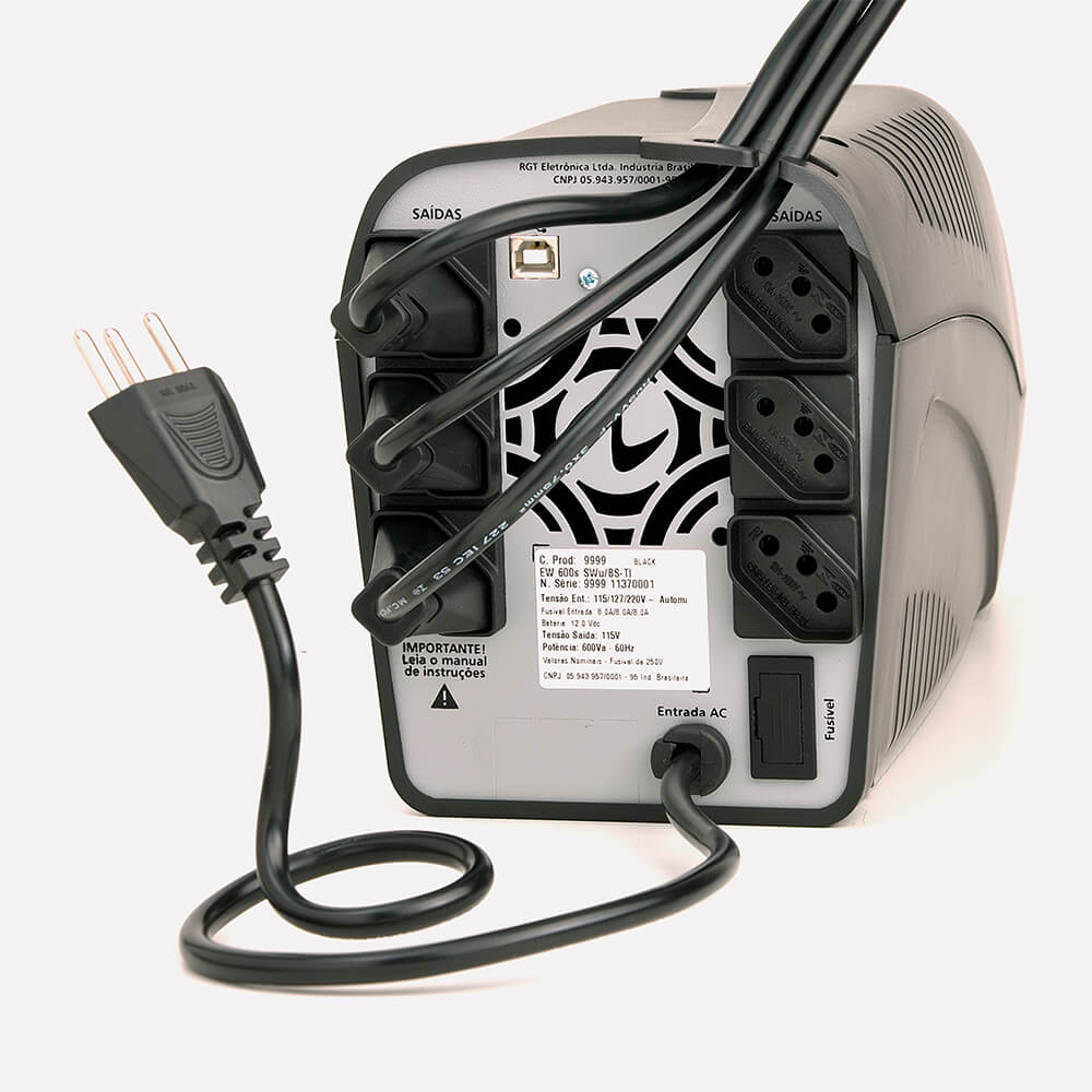 Nobreak Ragtech 1200VA STD-TI 20NEW4137 Easy Way Preto Trivolt 6 Tomadas - 4137 	20NEW4137
