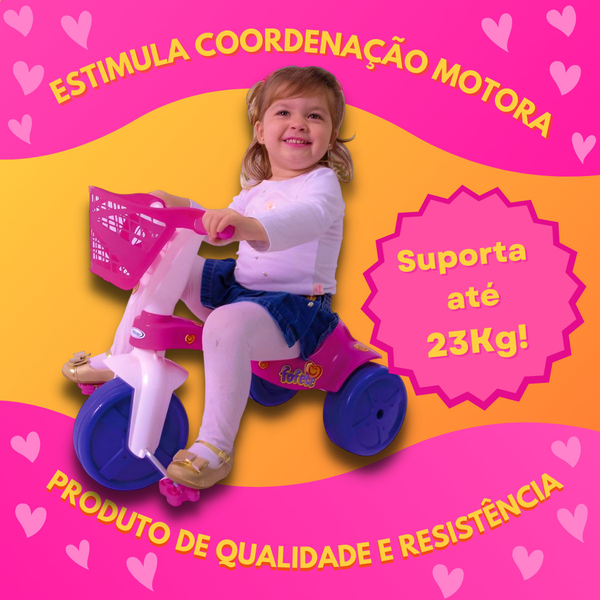 Triciclo Infantil Fofete Com Cestinha Com Pedal Tico Tico Xalingo - 0766.5