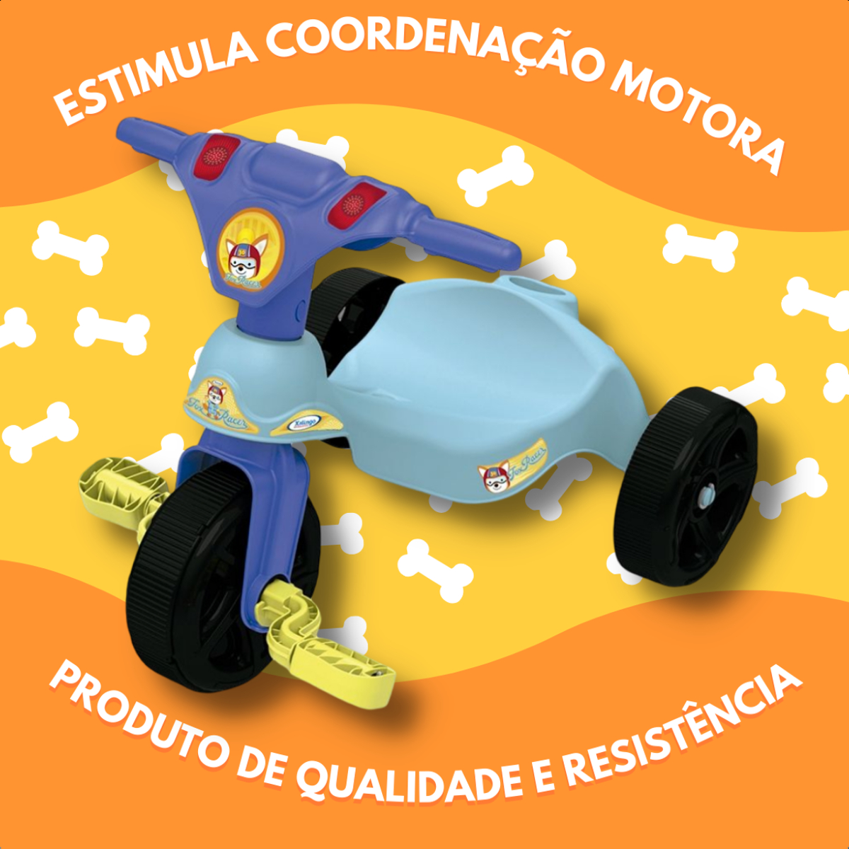 Triciclo Infantil Fox Racer Azul com Pedal Xalingo - 0772.1