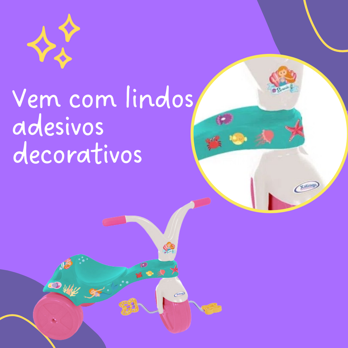 Triciclo Infantil Sereia Com Pedal Xalingo - 0738.9