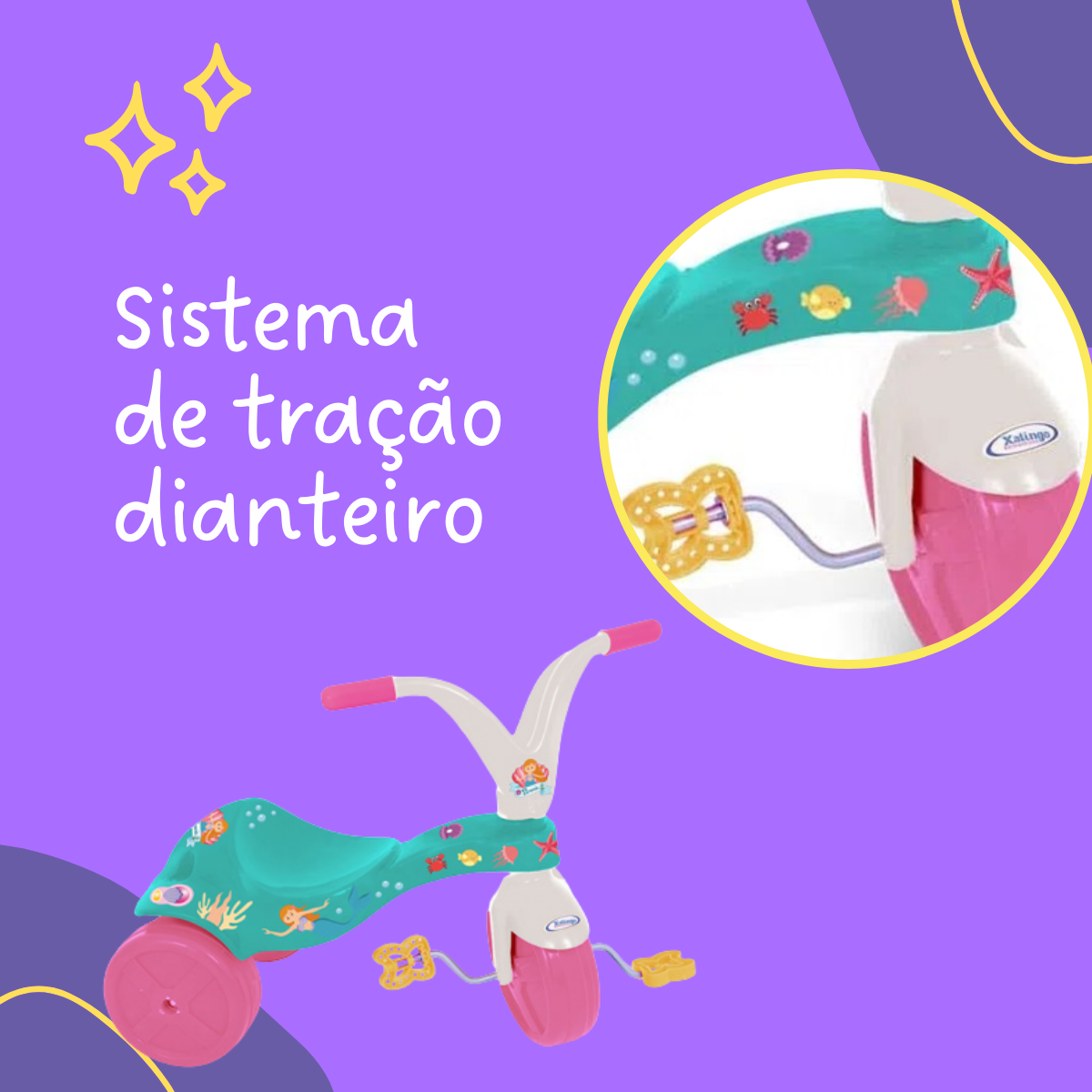 Triciclo Infantil Sereia Com Pedal Xalingo - 0738.9