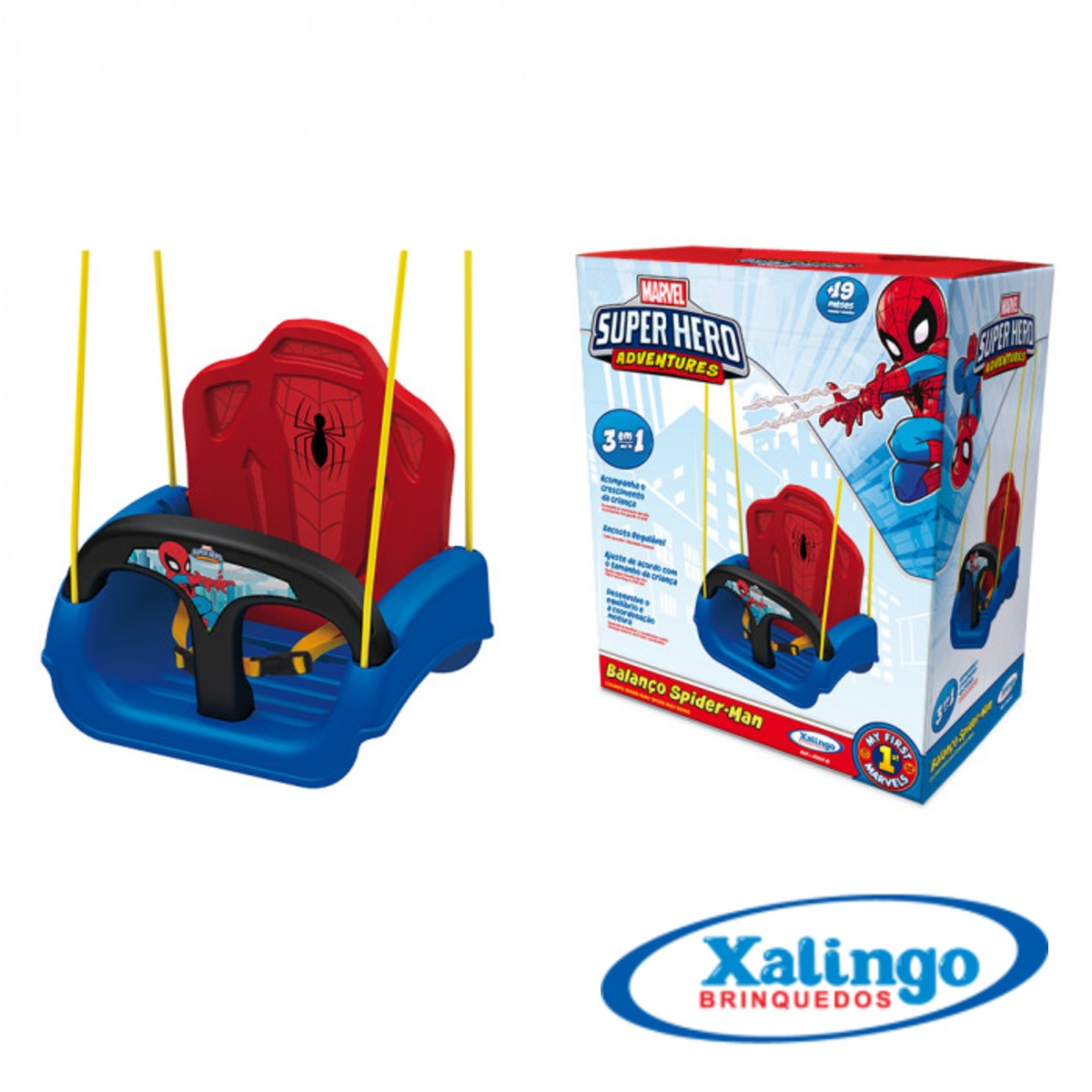 Balanço Infantil Spider Man Super Hero Adventures 3 em 1 Xalingo - 2007.6