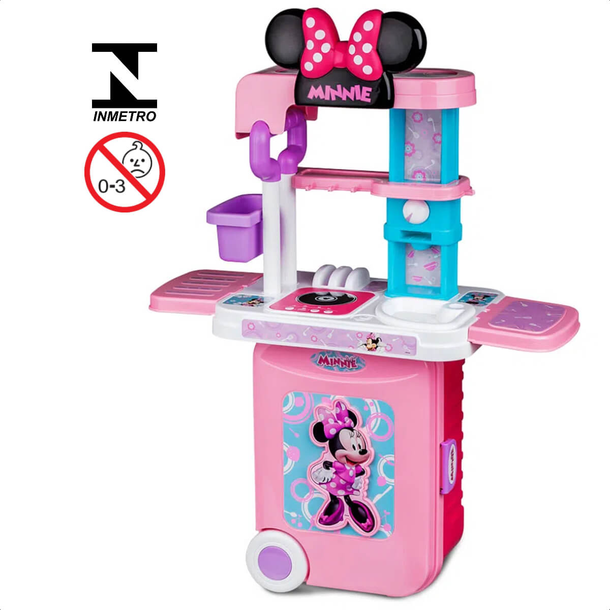 Maleta de Viagem Minnie Cozinha Play Set 3 em 1 Multikids - BR1298