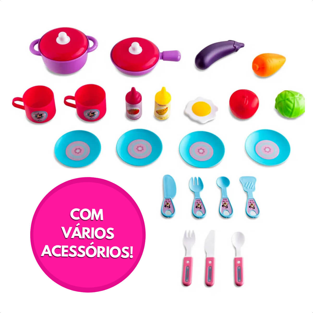 Maleta de Viagem Minnie Cozinha Play Set 3 em 1 Multikids - BR1298