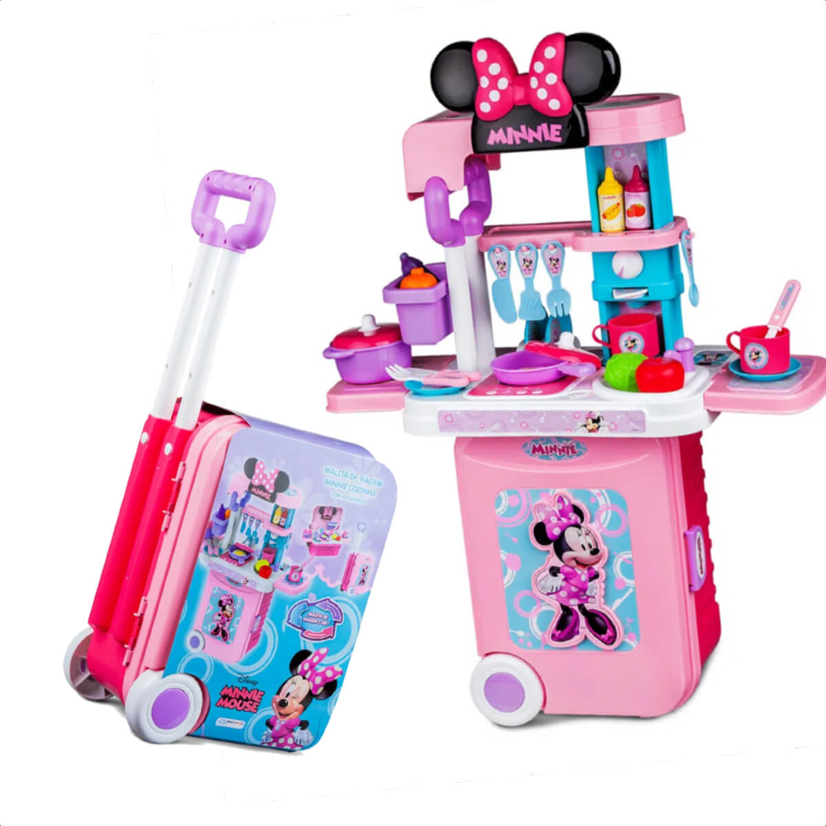 Maleta de Viagem Minnie Cozinha Play Set 3 em 1 Multikids - BR1298