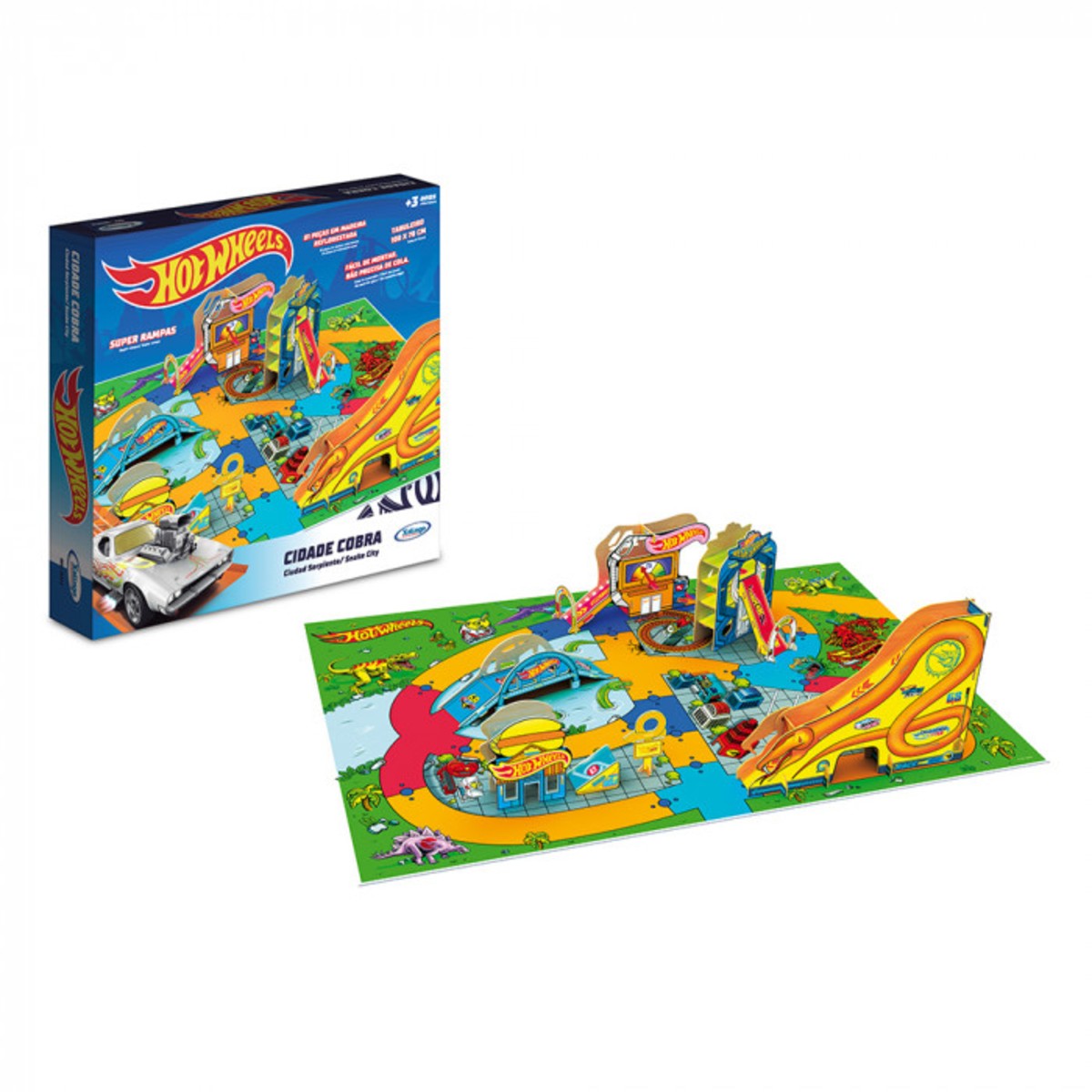 Quebra-Cabeça Playset Cidade Cobra Hot Wheels 81 Peças Xalingo - 2320.9