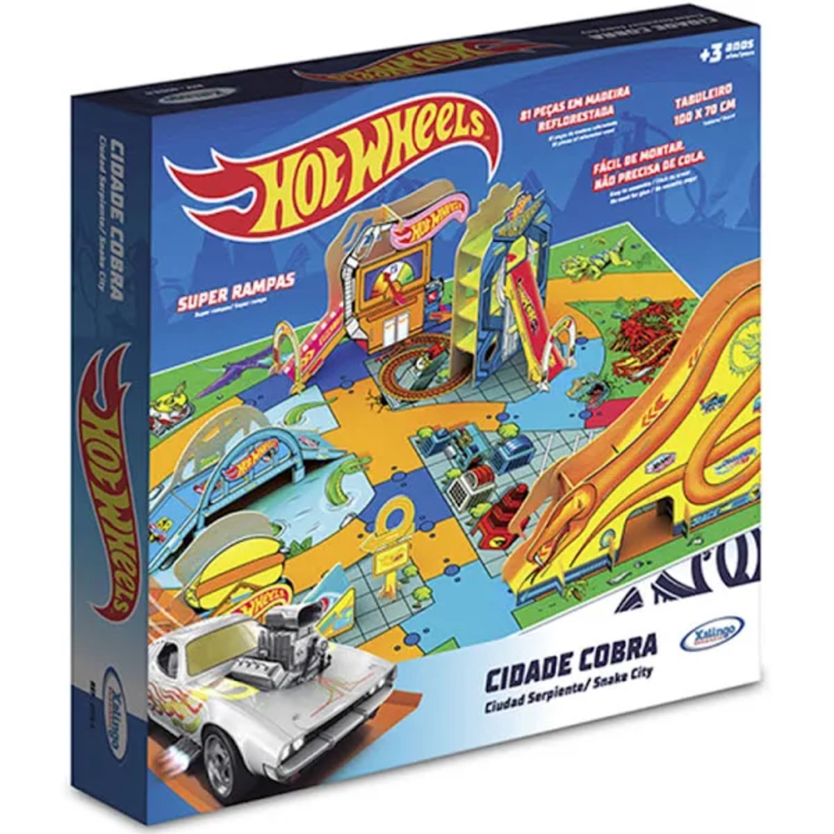 Quebra-Cabeça Playset Cidade Cobra Hot Wheels 81 Peças Xalingo - 2320.9