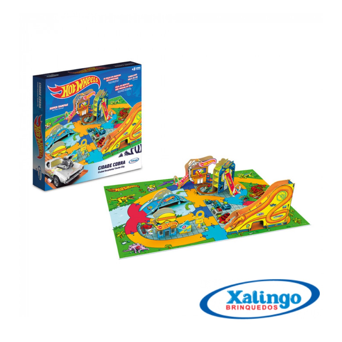 Quebra-Cabeça Playset Cidade Cobra Hot Wheels 81 Peças Xalingo - 2320.9