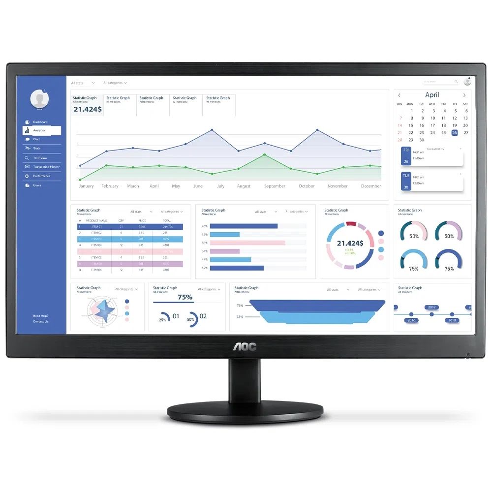Monitor LED 21,5" Suporte VESA Full HD VGA HDMI Bivolt Preto AOC - E2270SWHEN