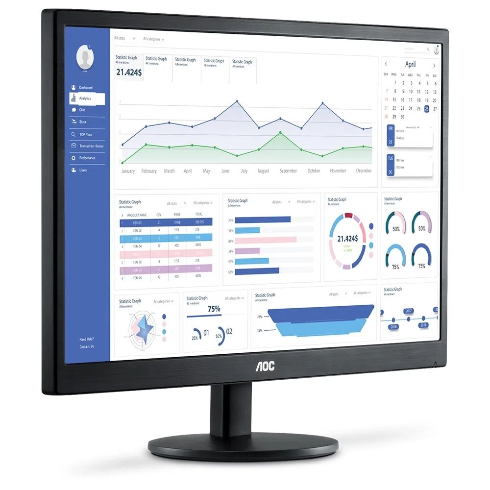 Monitor LED 21,5" Suporte VESA Full HD VGA HDMI Bivolt Preto AOC - E2270SWHEN