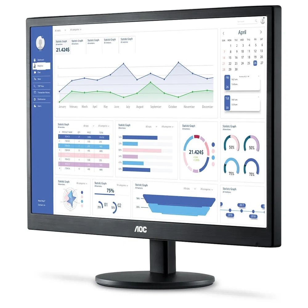 Monitor LED 21,5" Suporte VESA Full HD VGA HDMI Bivolt Preto AOC - E2270SWHEN