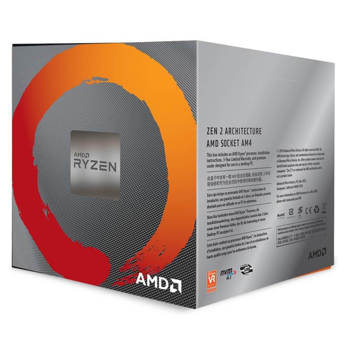 Processador Ryzen 7 3700X AMD 3.6GHz (Máx 4.4GHz) Cache 32MB AM4