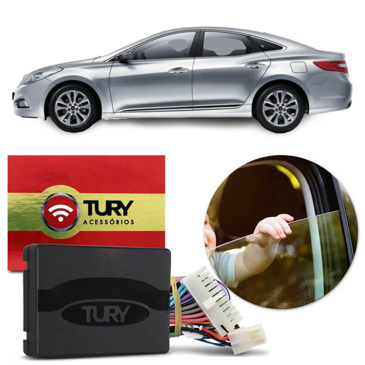 Módulo De Vidro Antiesmagante Hyundai Azera 2005 até 2011 Tury PRO4.79 LONG U