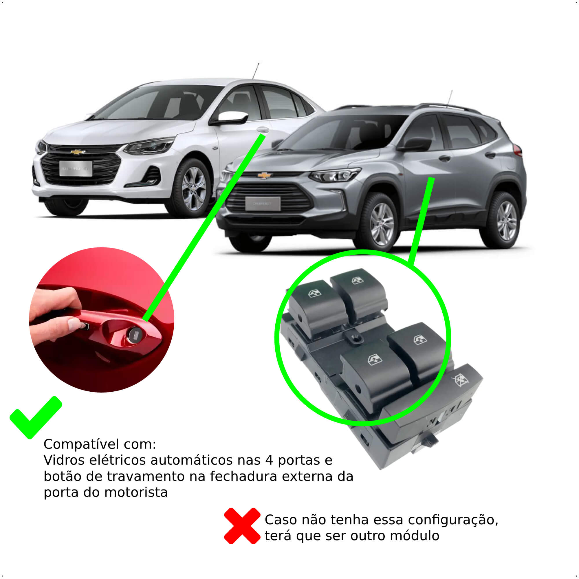 Módulo de Vidro com Antiesmagamento Onix/Onix Plus/Tracker Plug and Play Tury PRO1.1FD