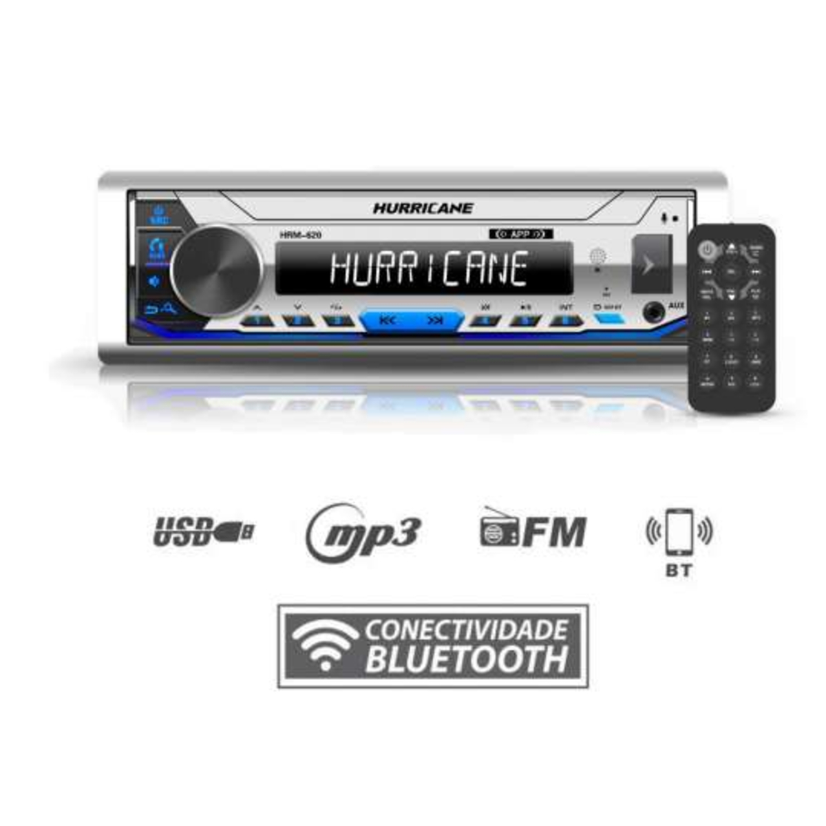 MP3 Nautico Marinizado HRM 620 Bluetooth e Controle por APP Hurricane - RA10000023