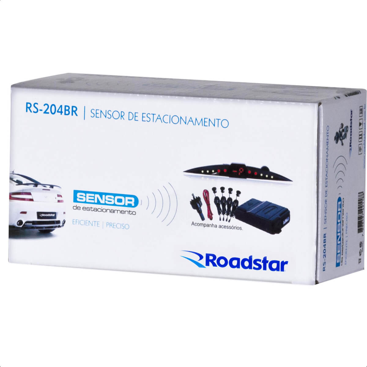 Sensor de Estacionamento Automotivo Carro Ajuste Automático 4 Sensores Prata Roadstar - RS204BR