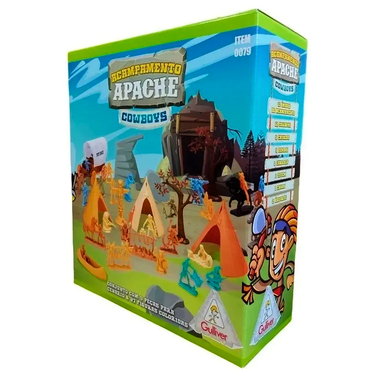Acampamento Apache Cowboys com Figuras Coloridas Gulliver - 0079
