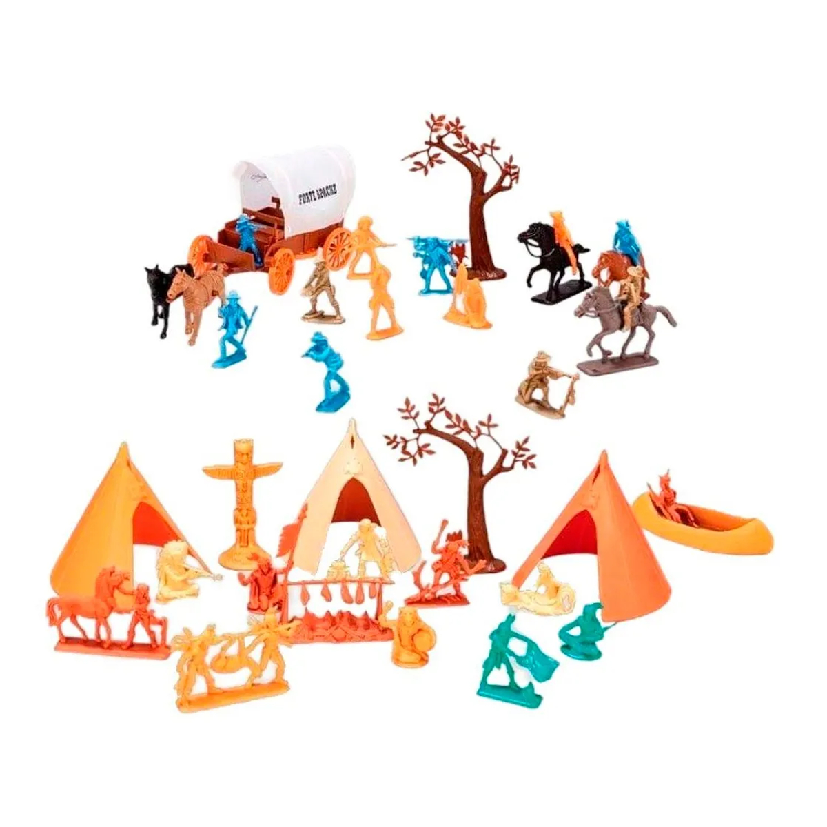 Acampamento Apache Cowboys com Figuras Coloridas Gulliver - 0079