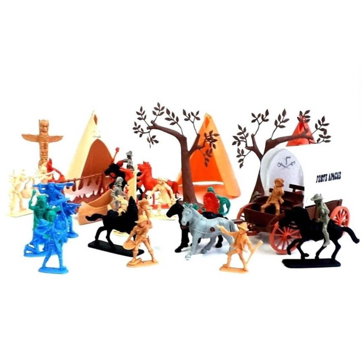 Acampamento Apache Cowboys com Figuras Coloridas Gulliver - 0079