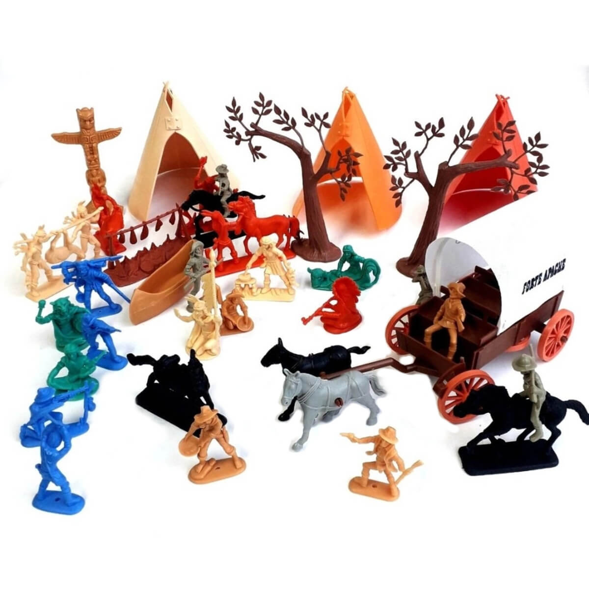 Acampamento Apache Cowboys com Figuras Coloridas Gulliver - 0079