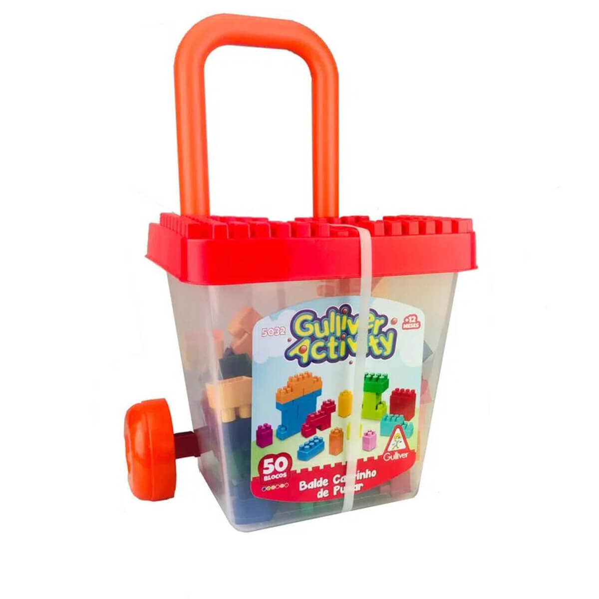 Brinquedo de Montar Balde Carrinho de Puxar C/ 50 Peças Gulliver - 5032