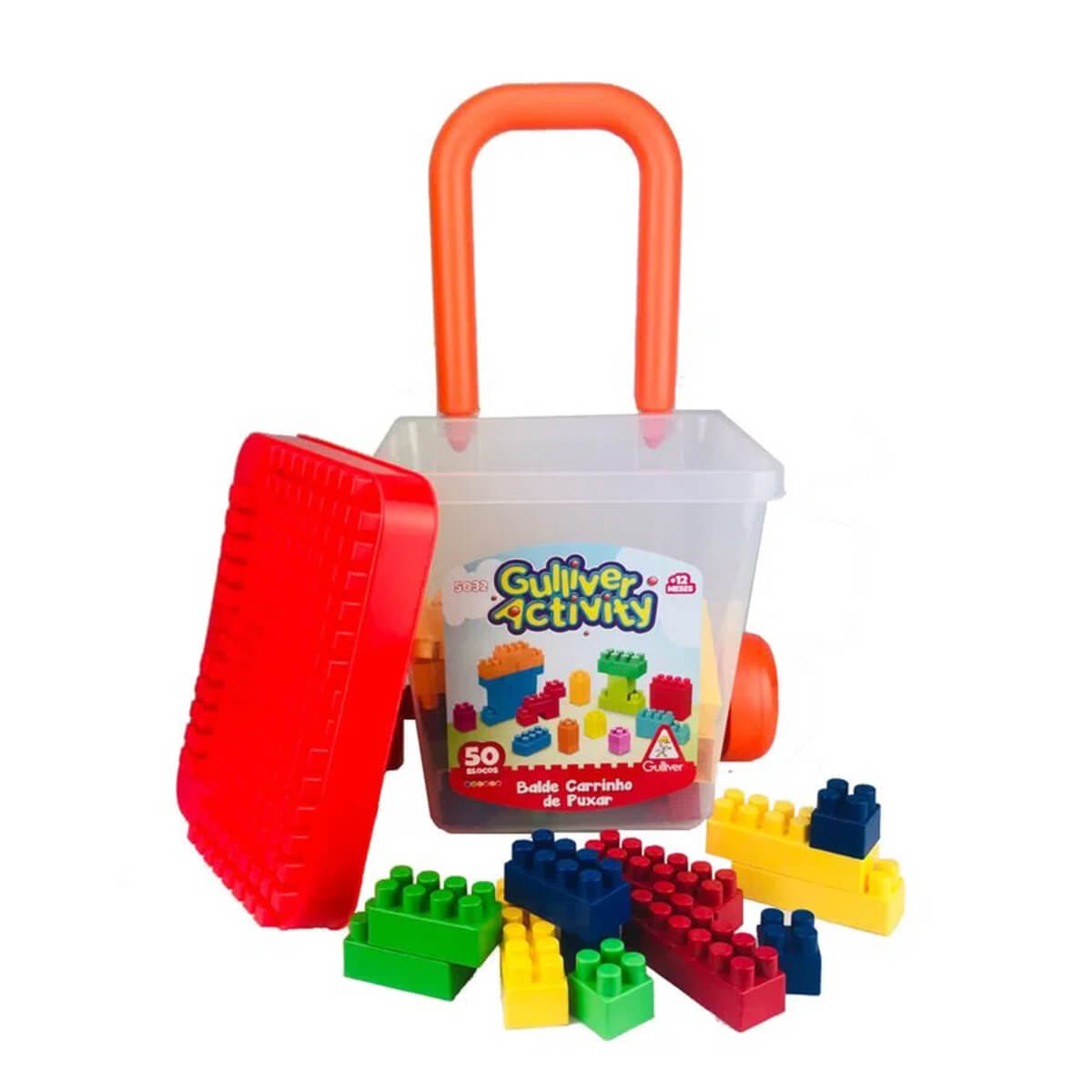Brinquedo de Montar Balde Carrinho de Puxar C/ 50 Peças Gulliver - 5032