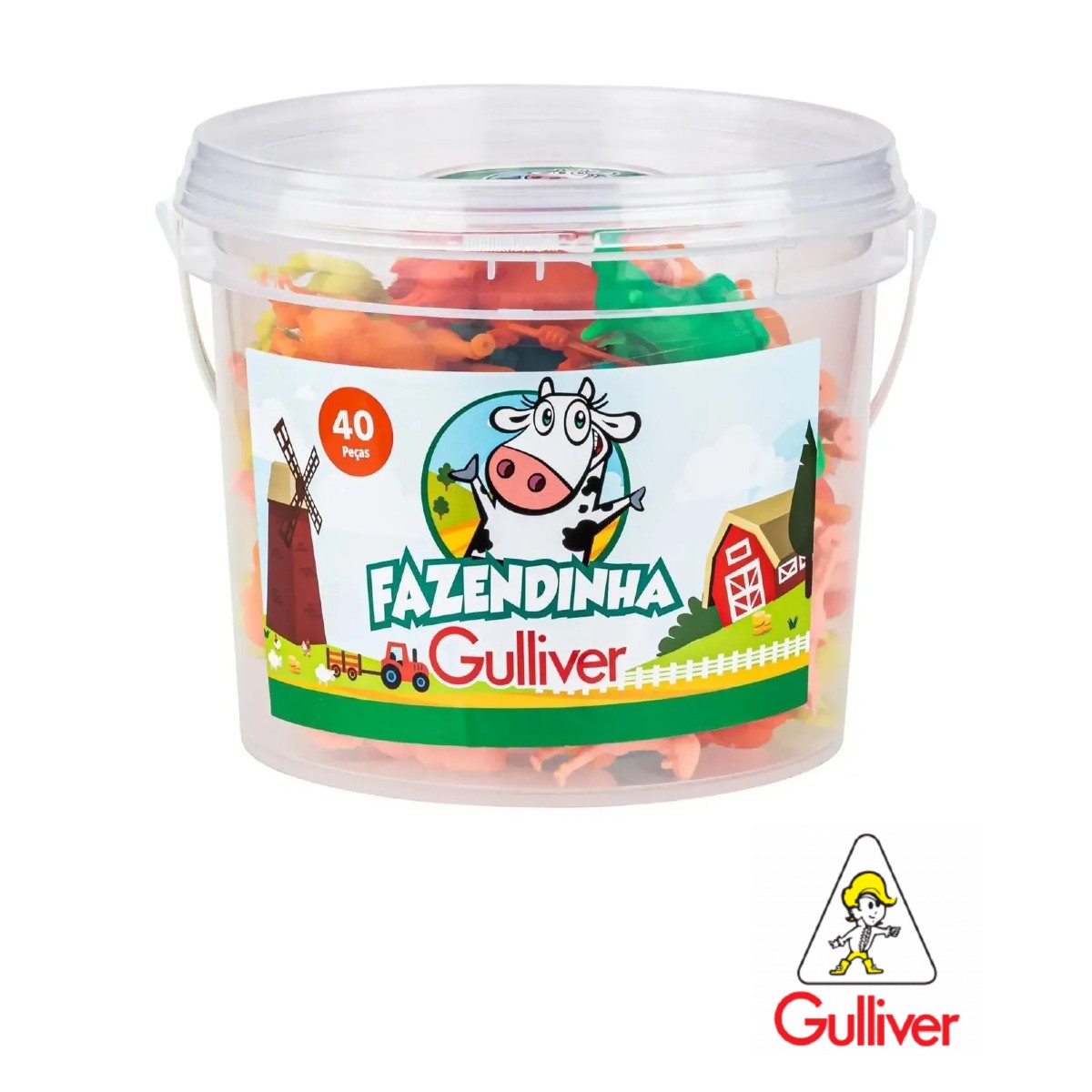 Balde Fazendinha com 40 Figuras Coloridas Gulliver - 1012
