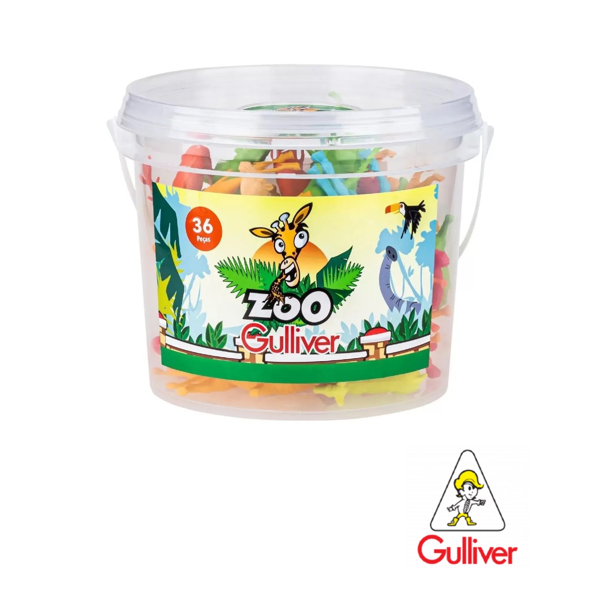 Balde de Zoológico Com 36 Animais Coloridos Gulliver - 1038