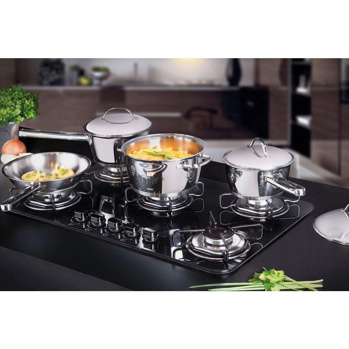 Jogo de Panelas Aço Inox 4 Peças Allegra Com Caçarola e Frigideira Tramontina - 65650270