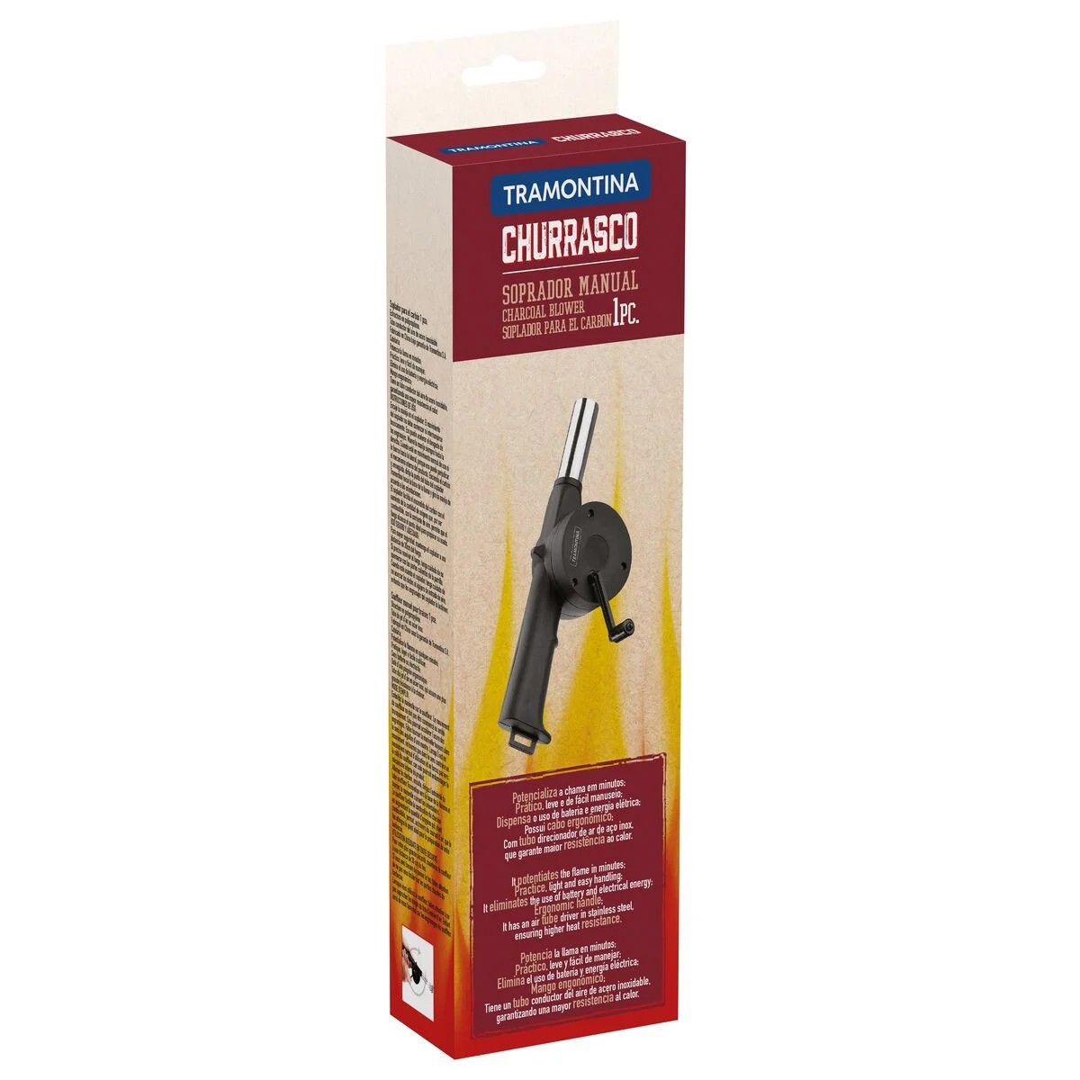 Soprador Manual Churrasco para Carvão em Polipropileno e Aço Inox Preto Tramontina - 26479100