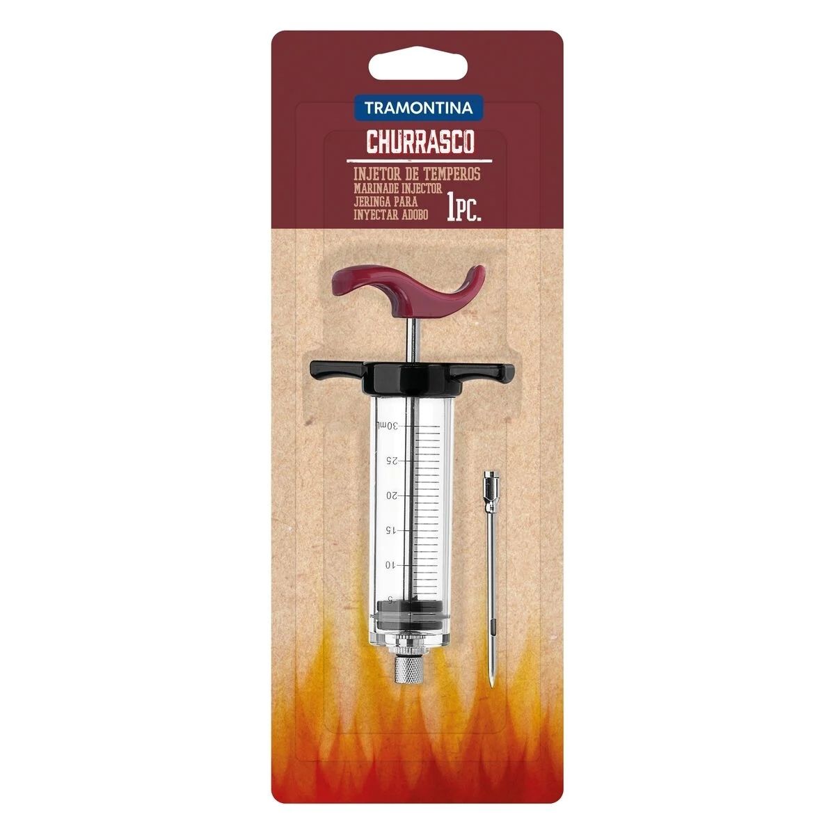 Injetor de Temperos Misto p/ Churrasco 30mI Haste Aço Inox e Corpo Acrílico Tramontina - 26462100