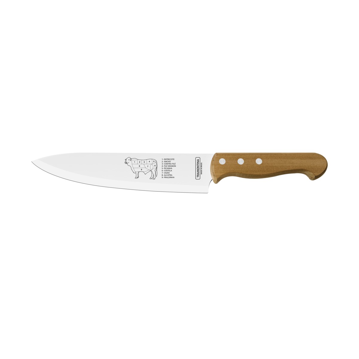 Faca para Carne Com Lâmina de Aço Inox e Cabo de Madeira 8" Tramontina - 22938/108