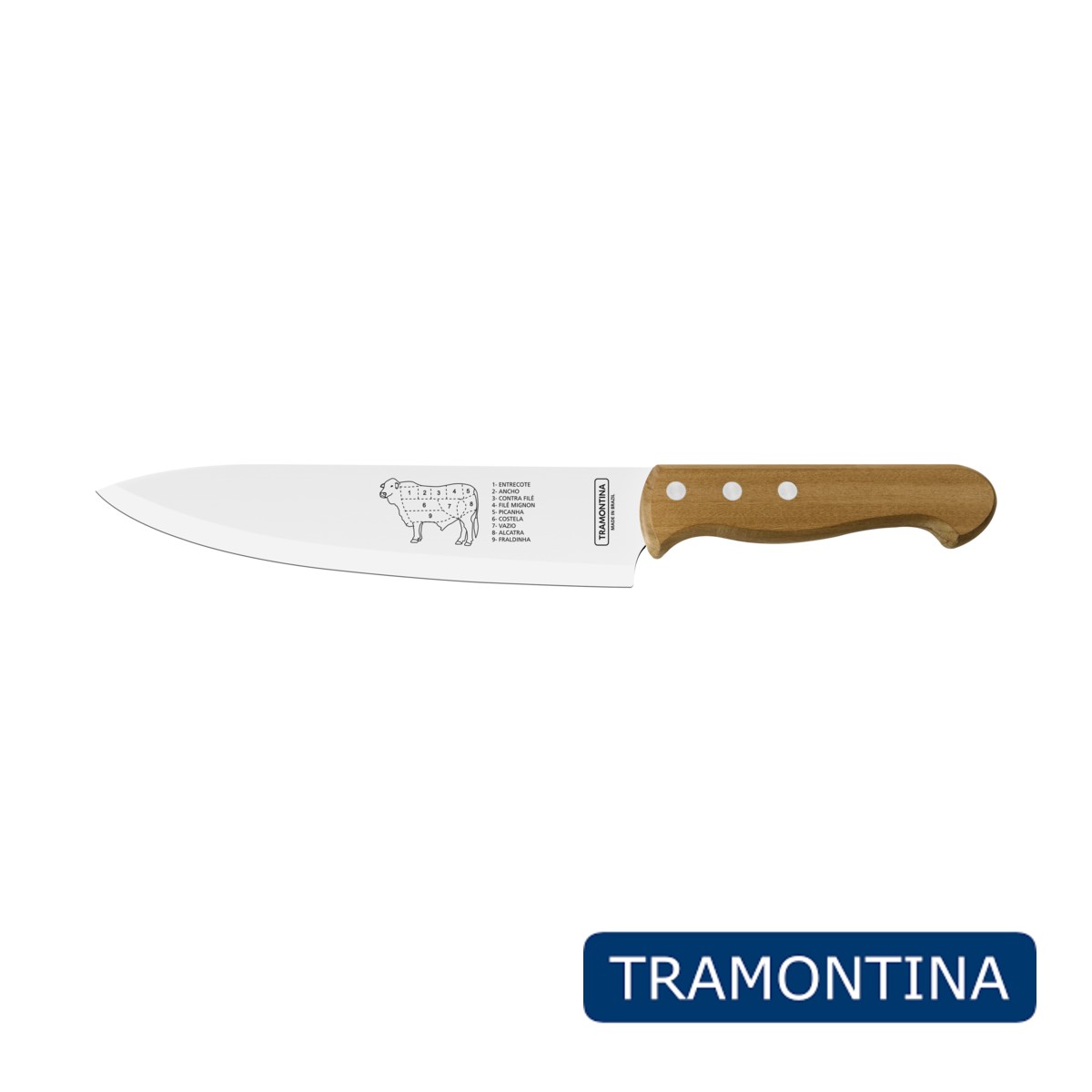 Faca para Carne Com Lâmina de Aço Inox e Cabo de Madeira 8" Tramontina - 22938/108