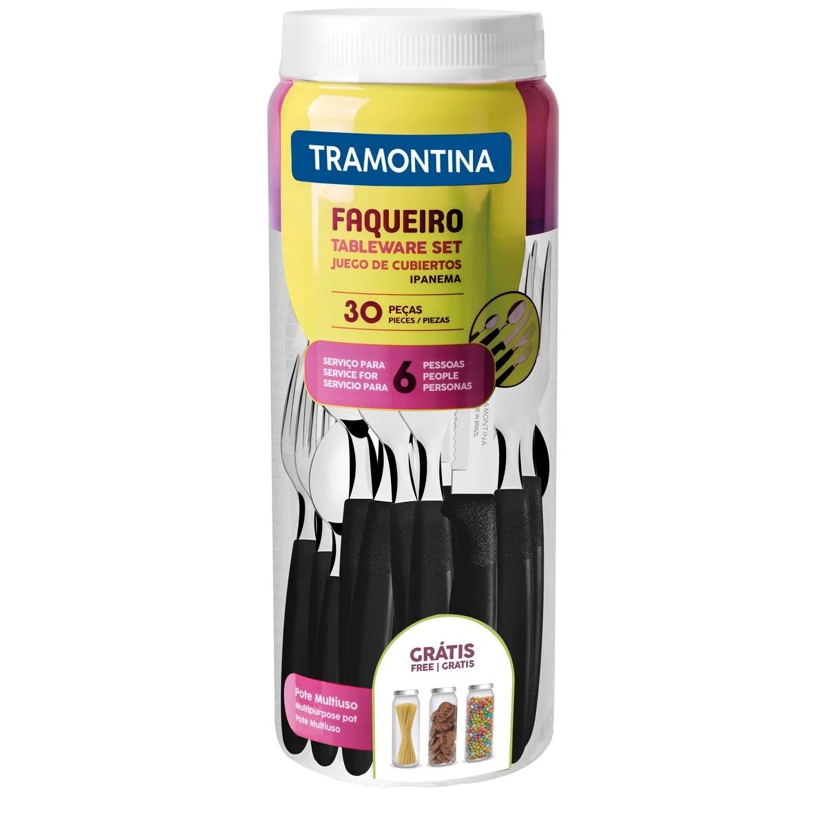 Faqueiro Ipanema 30 Peças com Lâmina de Aço Inox Preto Tramontina - 23398088