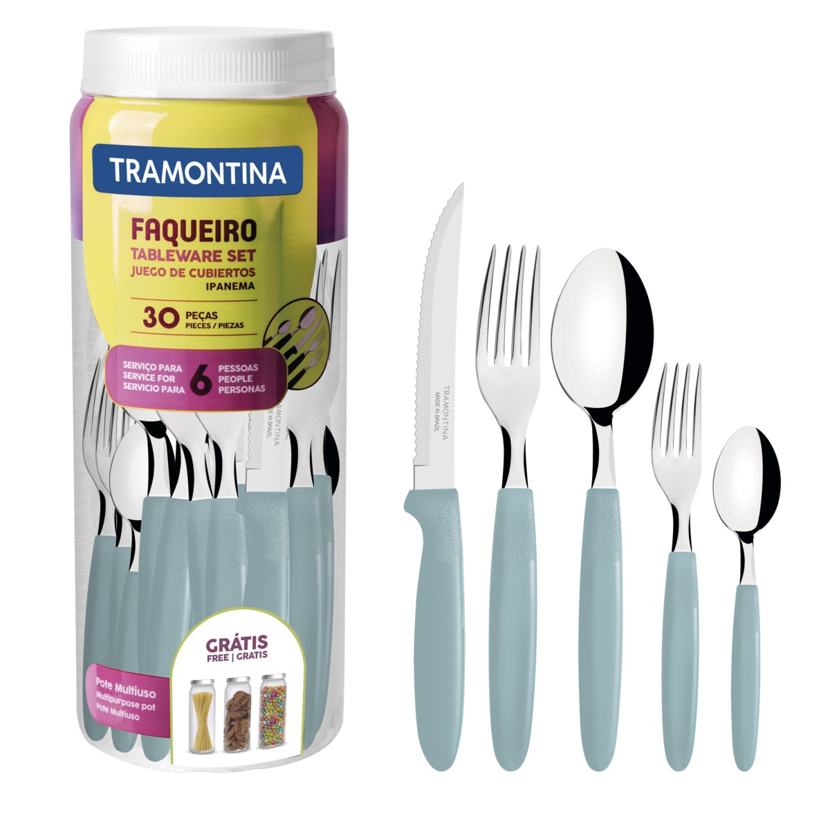 Faqueiro Ipanema 30 Peças com Lâmina de Aço Inox Menta Tramontina - 23398288