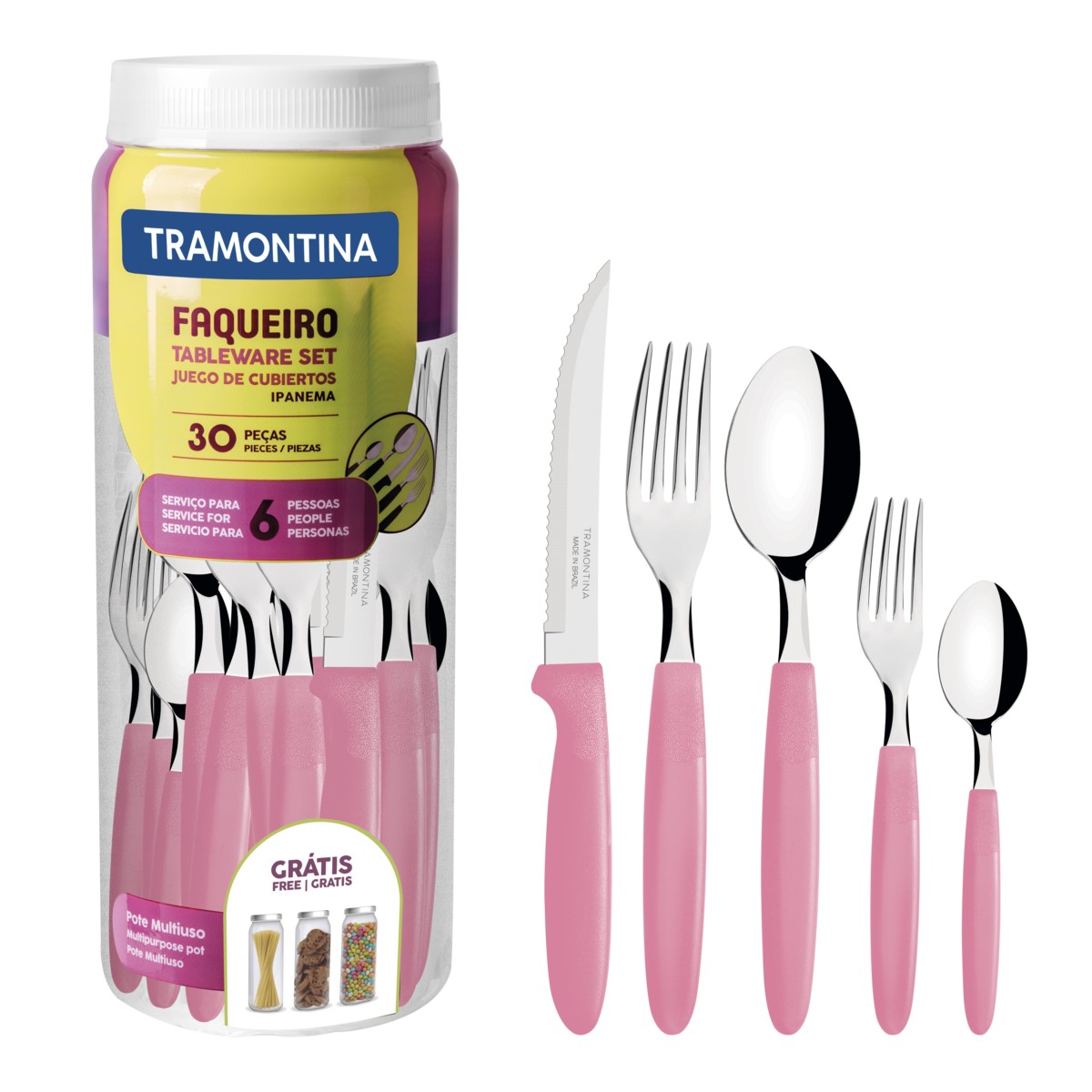 Faqueiro Ipanema 30 Peças com Lâmina de Aço Inox Rosa Tramontina - 23398488