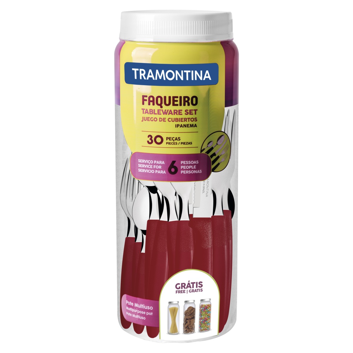 Faqueiro Ipanema 30 Peças Com Lâmina de Aço Inox Vermelho Tramontina - 23398788