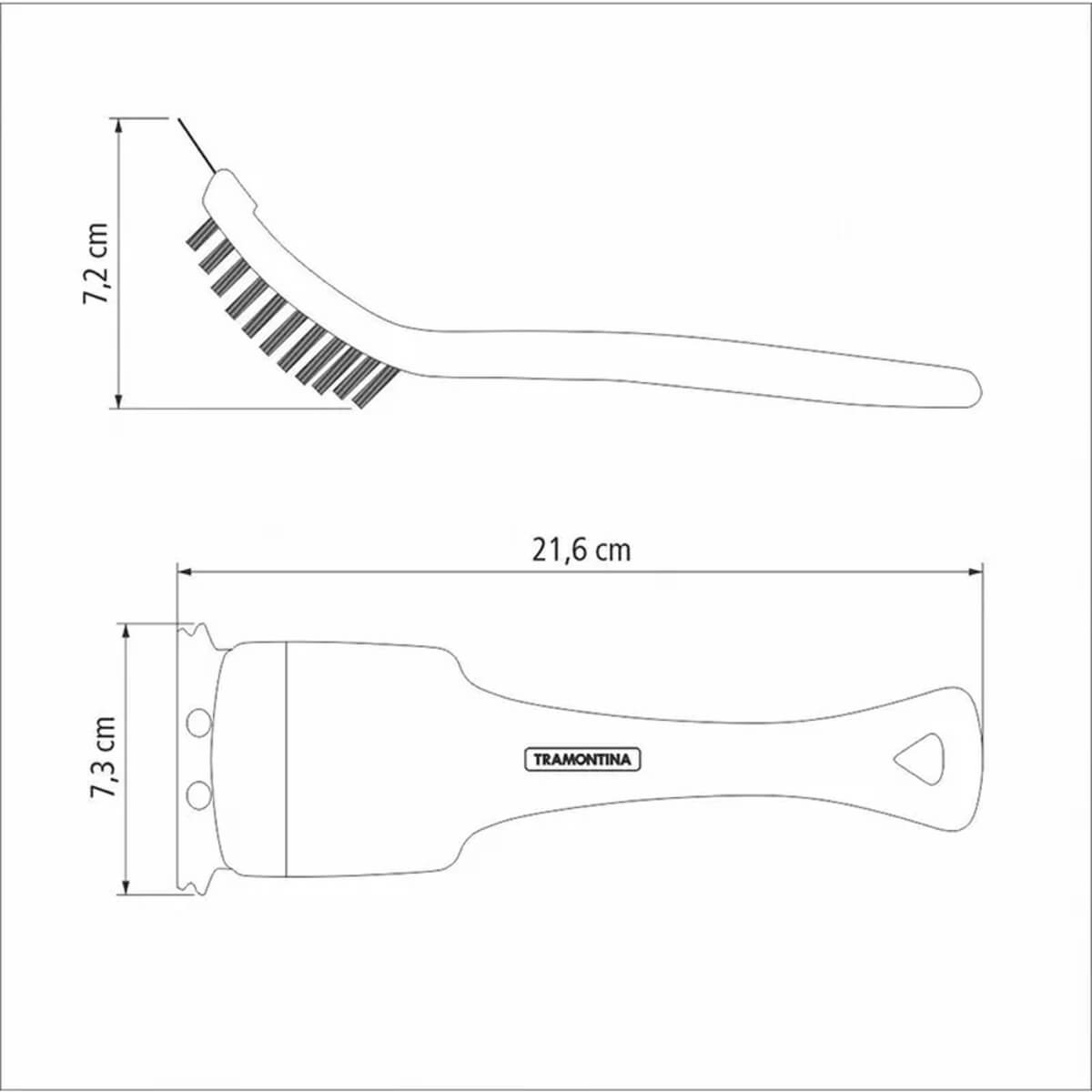Escova Tramontina Churrasco com Cerdas em Aço Inox e Cabo de Polipropileno Preto 21,6cm - 26460100