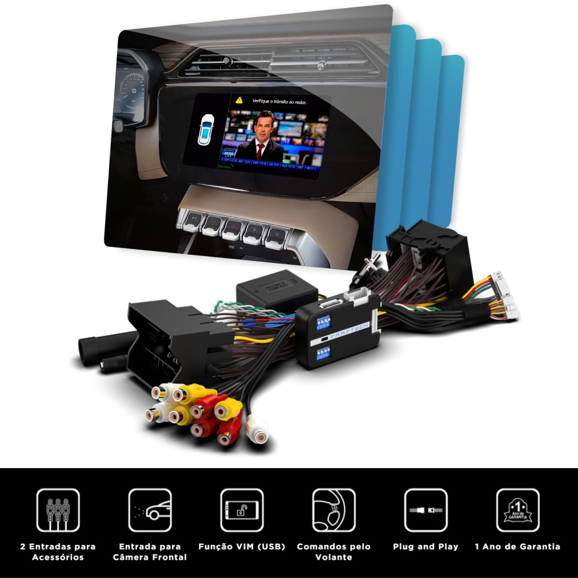 Interface de Vídeo para Carro Ford Territory 2021 Plug and Play Faaftech - FT-VF-FRD6