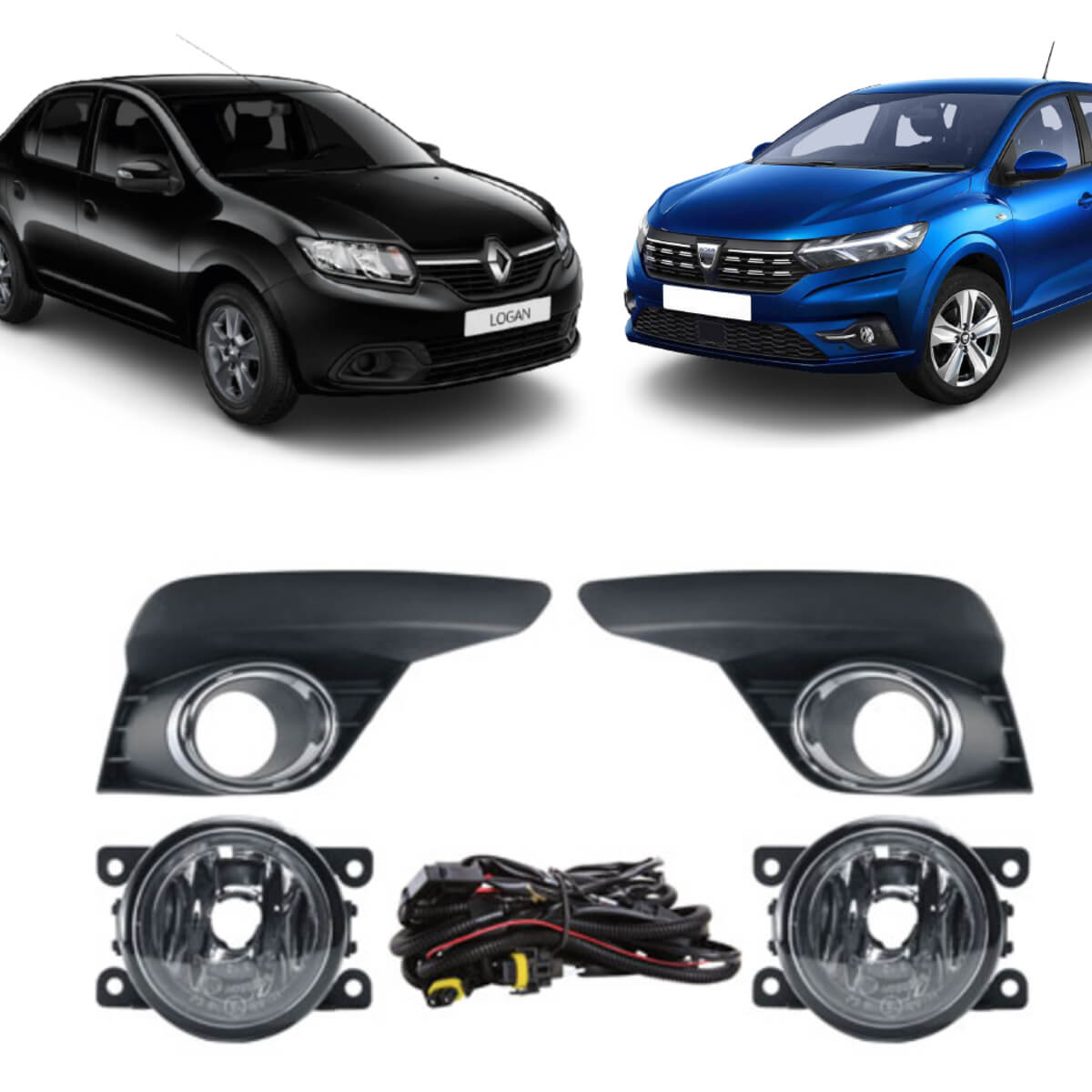 Kit Farol de Milha Renault  Logan / Sandero 2019 em diante Moldura Preta Shocklight - SL-221110CR