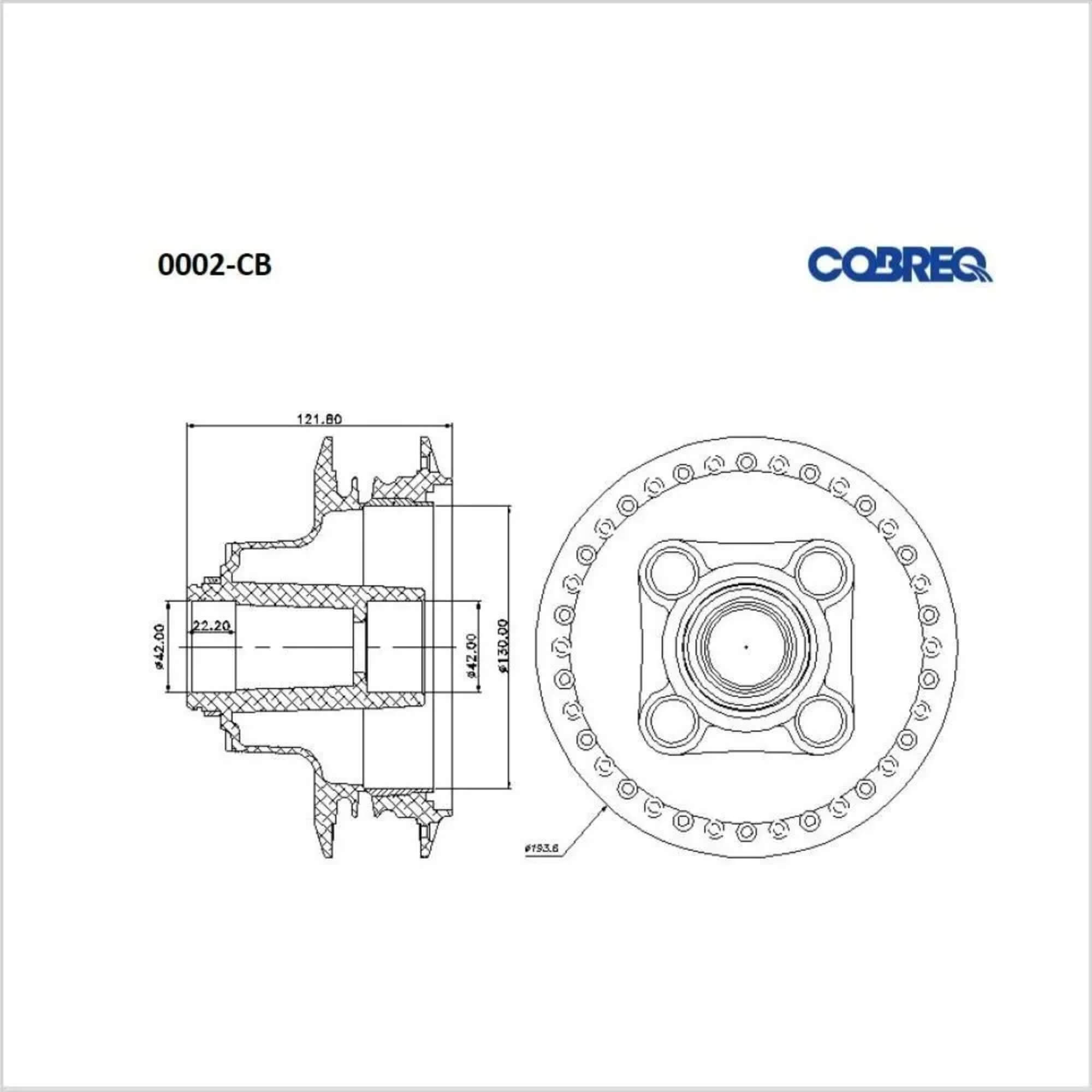 Cubo Roda Traseira 0002-CB CG 125/150 Titan ES 00/08 Cobreq - U0000020000