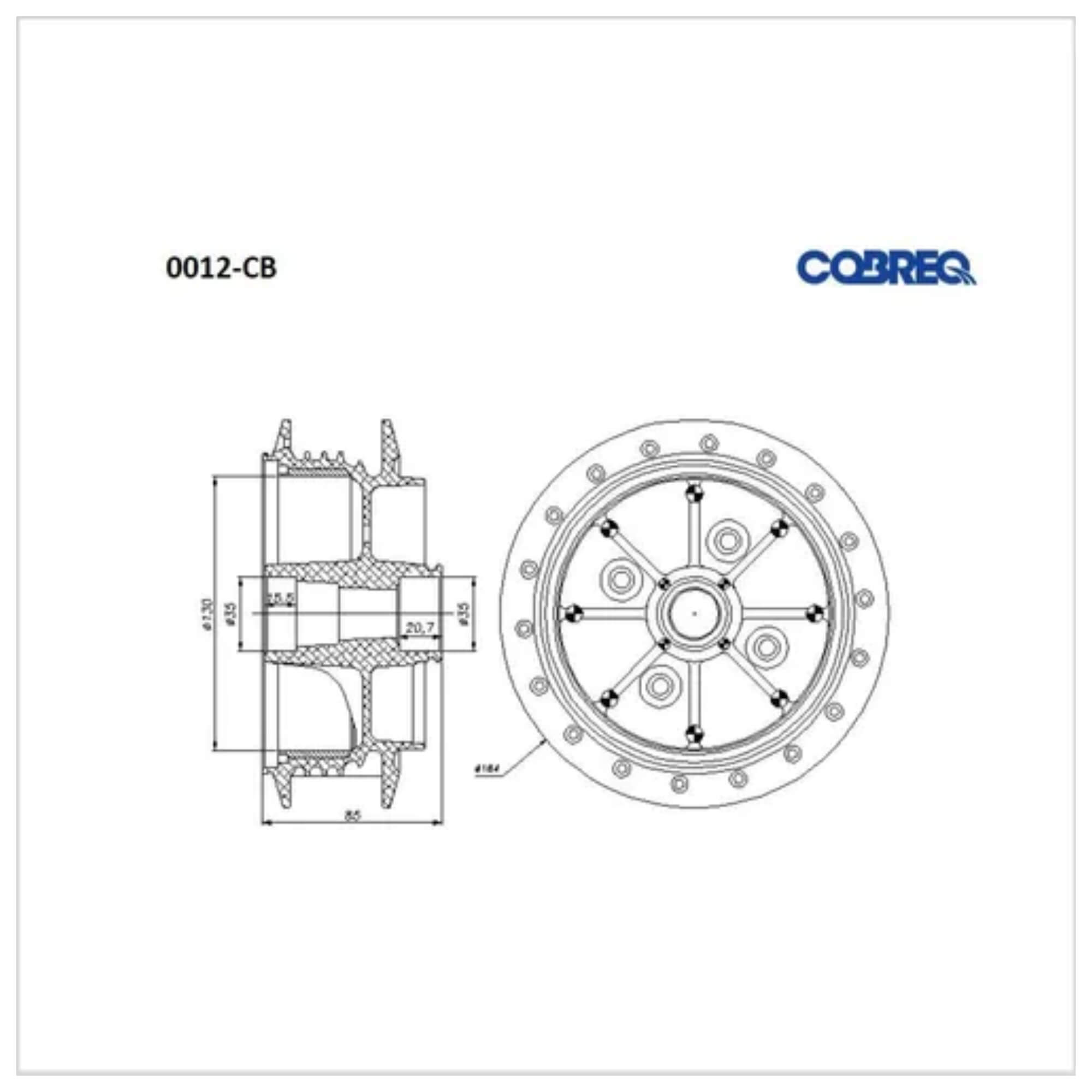 Cubo Roda Traseiro 0012-cb Ybr 125 2000 Cobreq - U0000120000