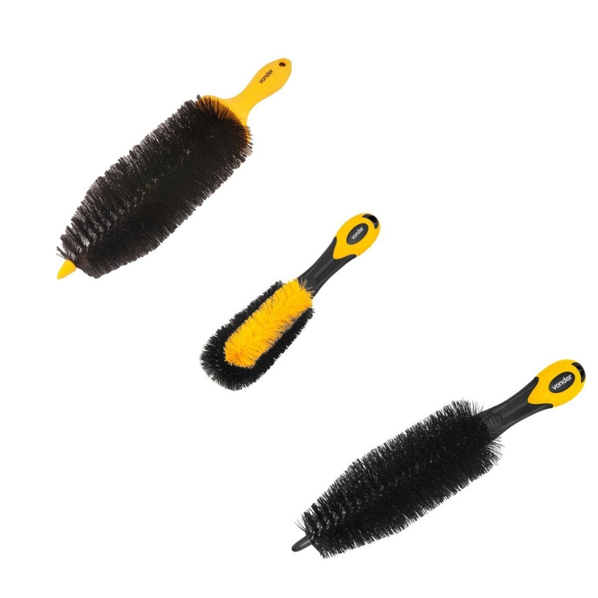 Kit 3 Escovas para Furo de Rodas Automotivo Carro e Moto Cerdas em Nylon Vonder