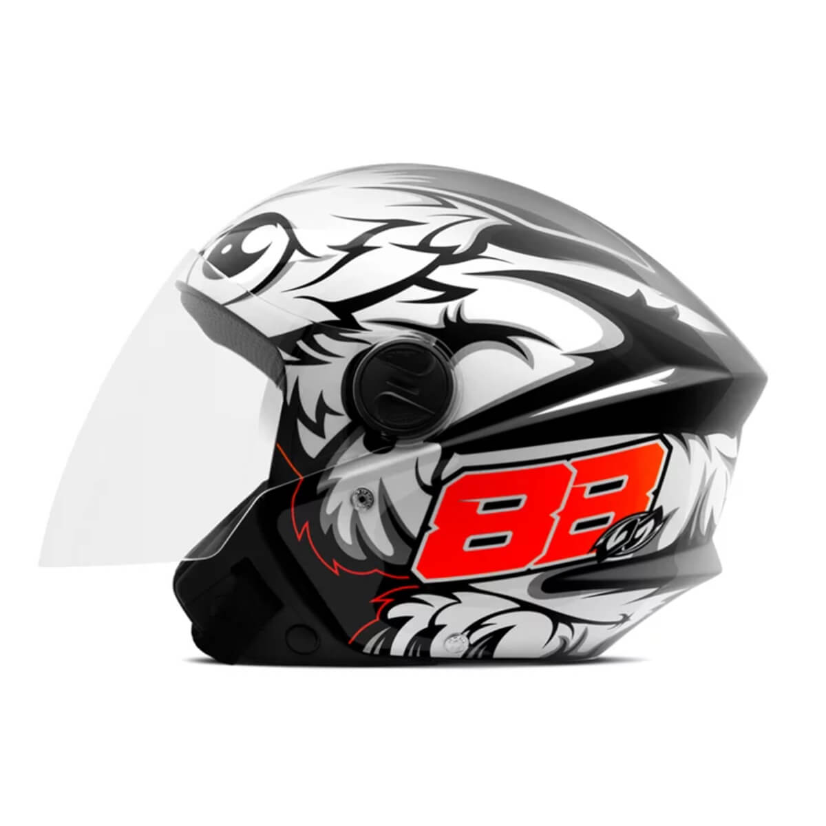 Capacete de Moto Aberto New Liberty Three GP 88 Preto Brilhante Tam 58 ABS CAP-755PT Pro Tork