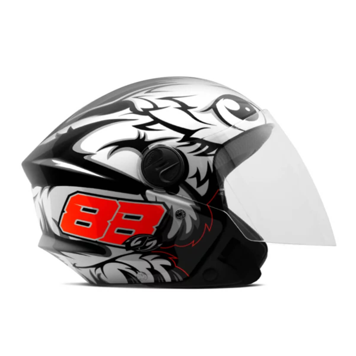 Capacete de Moto Aberto New Liberty Three GP 88 Brilhante Tam 60 ABS Injetado CAP-756PT ProTork
