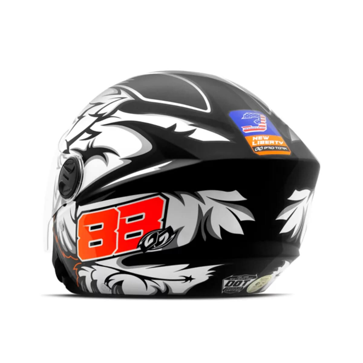 Capacete de Moto Aberto New Liberty Three GP 88 Brilhante Tam 60 ABS Injetado CAP-756PT ProTork