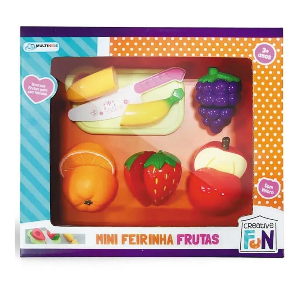 Kit Feirinha Creative Fun Cestinhas Cor Sortida + Frutas Com Velcro Multikids