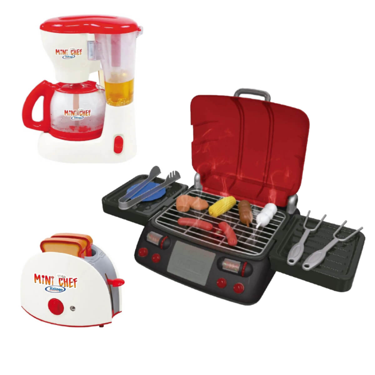 Kit Mini Chef Churrasqueira + Torradeira + Cafeteira Xalingo